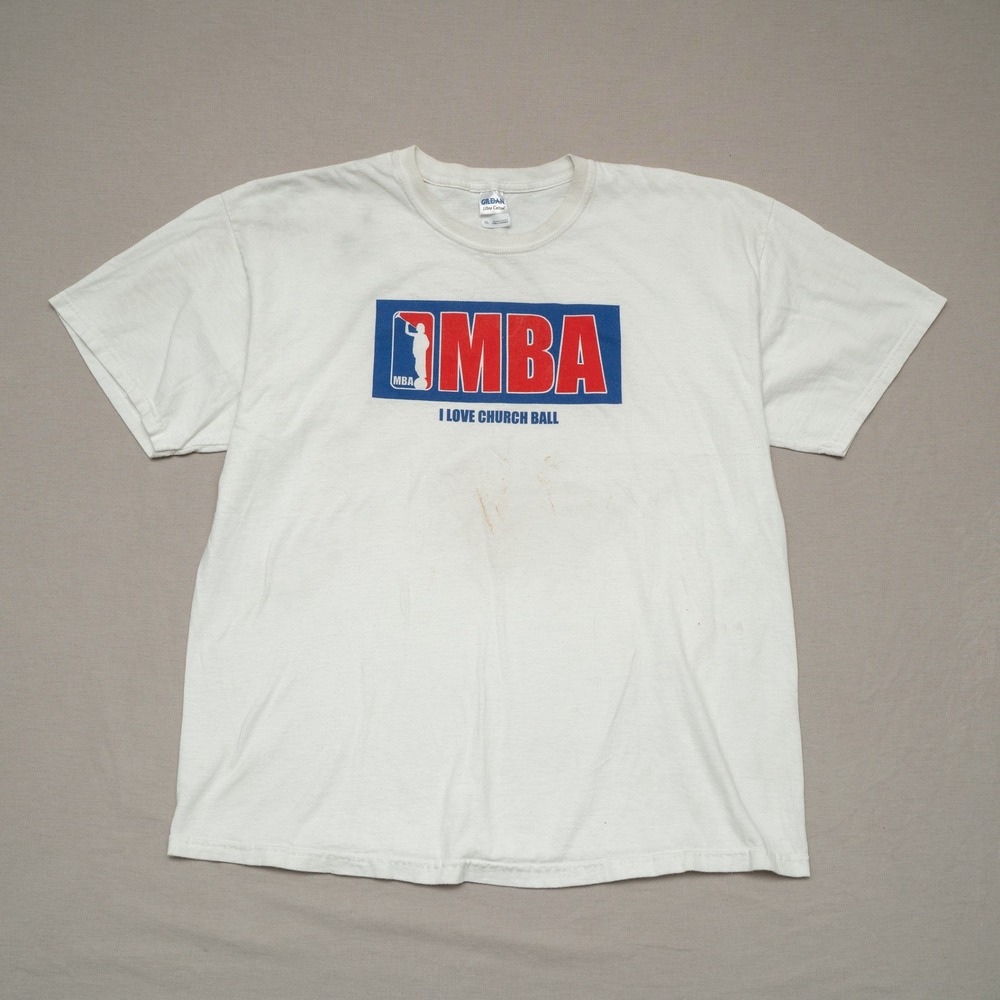 Y2k 2000s MBA Mormon Basketball Parody‎ Moroni Parody Shirt XL White Distressed